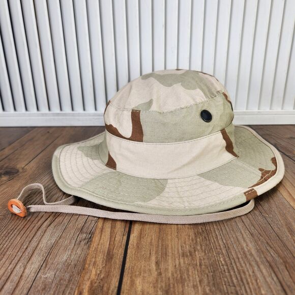 VTG US Military Boonie Hat Sz 7 1/4 Desert Camo Tru-Spec Sun Hot Weather Type II - Picture 1 of 11